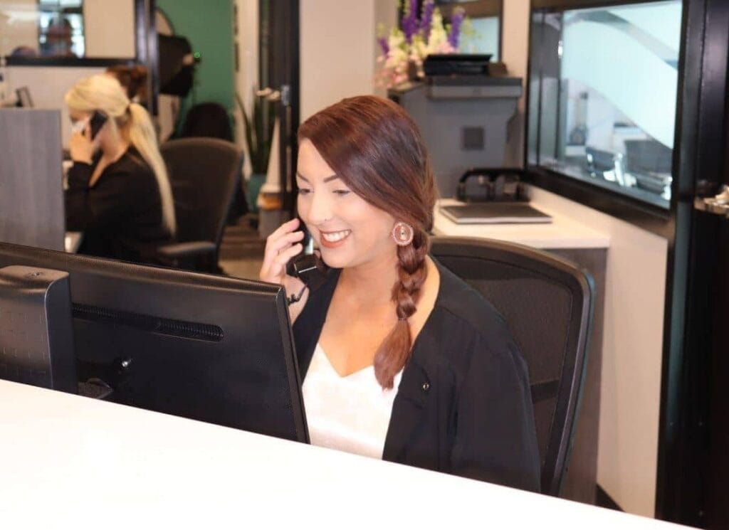 front desk answering a call