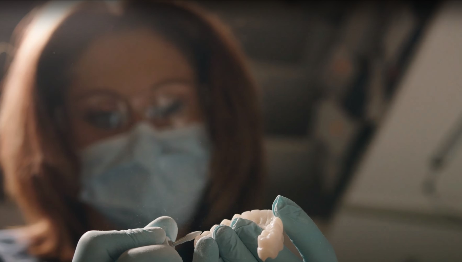 Dental lab work closeup